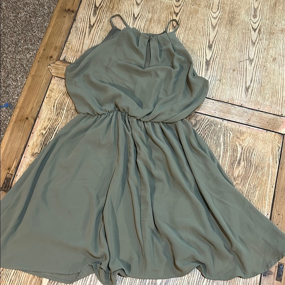 Lush Sage Green Halter Mini Dress box 5 - Picture 5 of 7